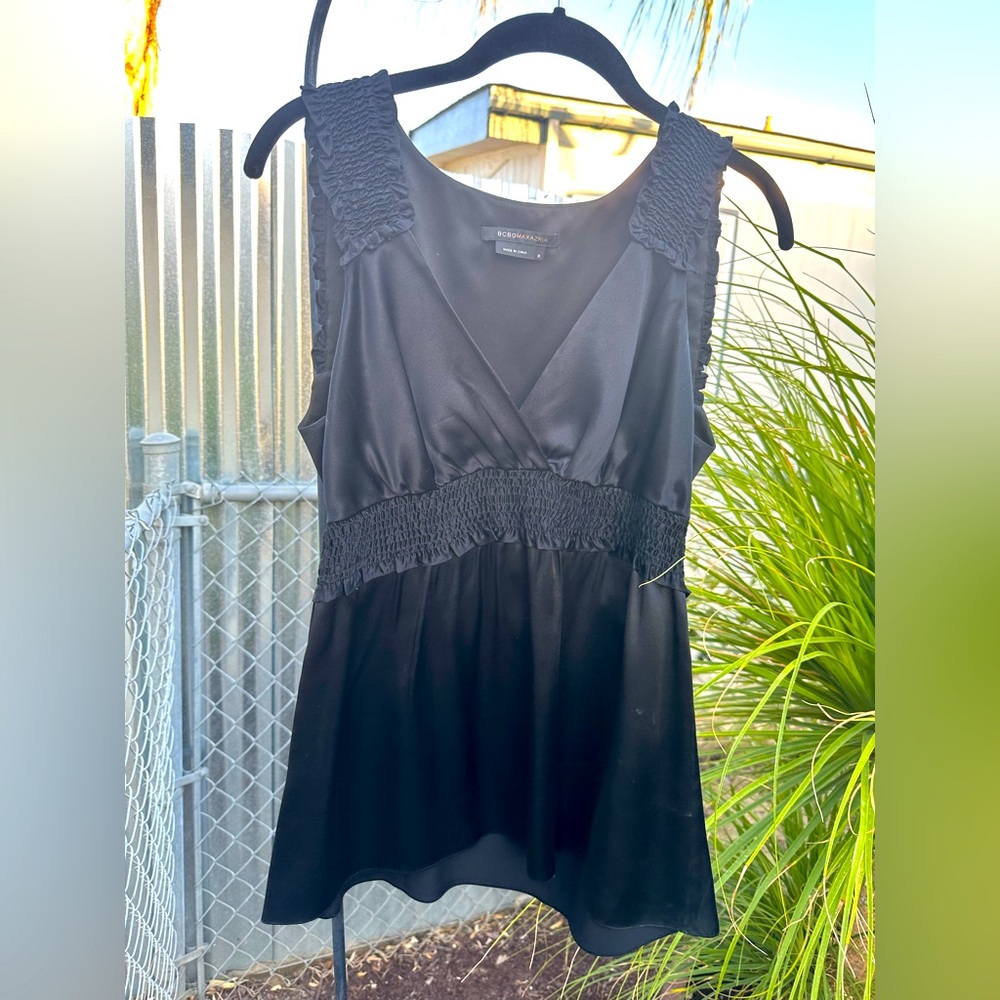BCBG EMPIRE BLACK SILK TOP